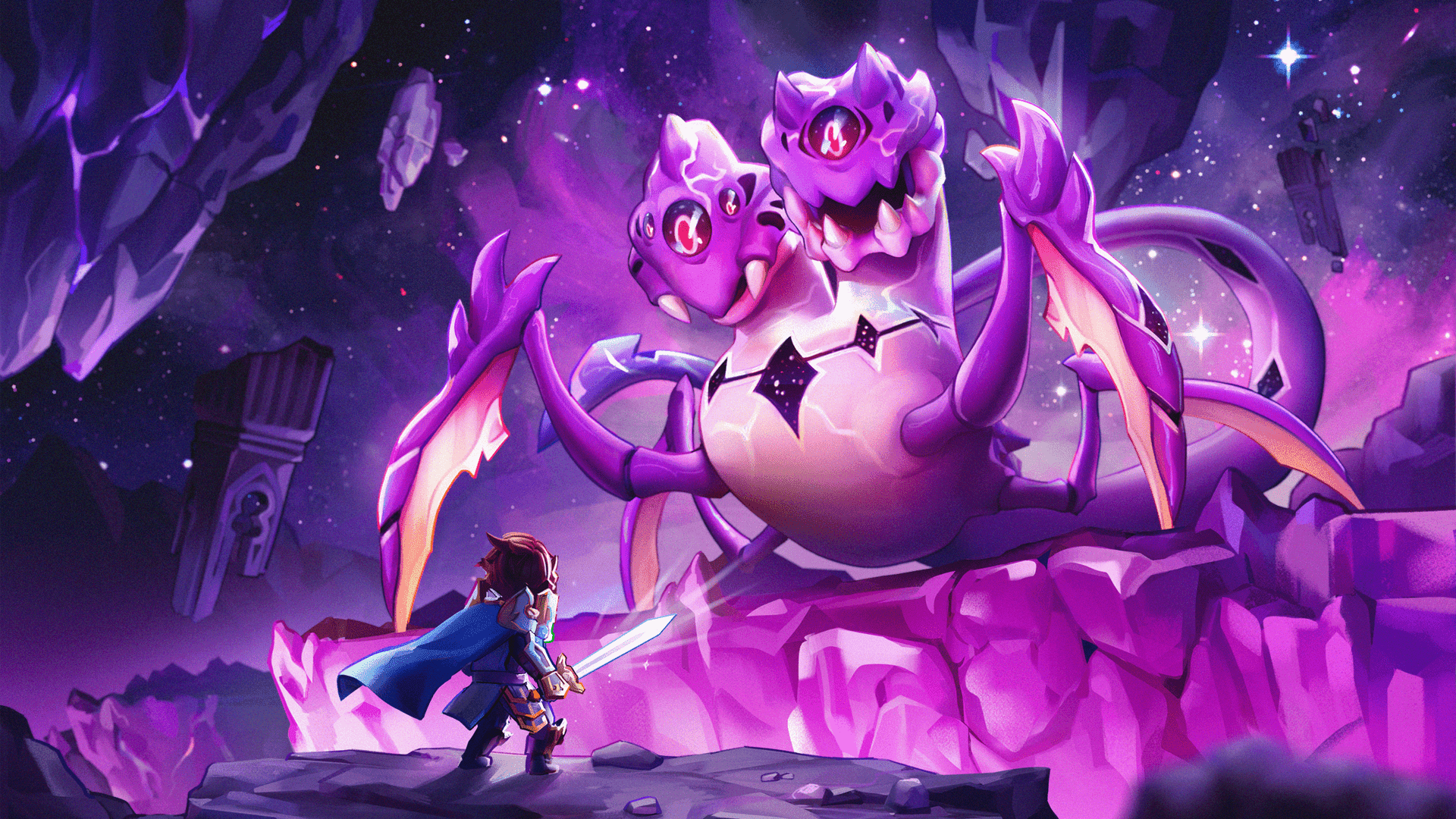 Shop Titans Artwork: Helden vor einem leuchtenden Dimensionsriss